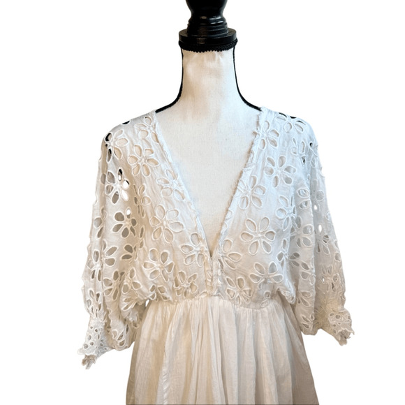 Free People Bella Note White Eyelet Mini Dress S - Picture 6 of 13